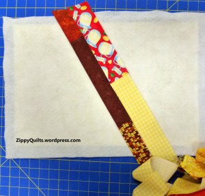 add another strip, then fold them right sides together and sew the seam through all layers