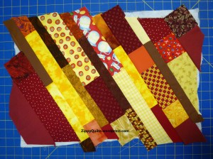 Last strips added are wide to allow for trimming to size