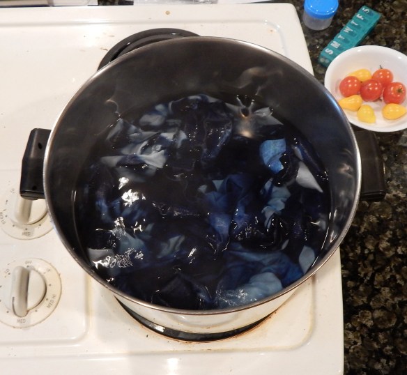 finishing indigo dyed pieces