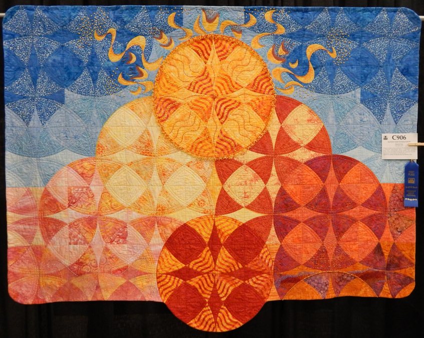 orange and blue quilt